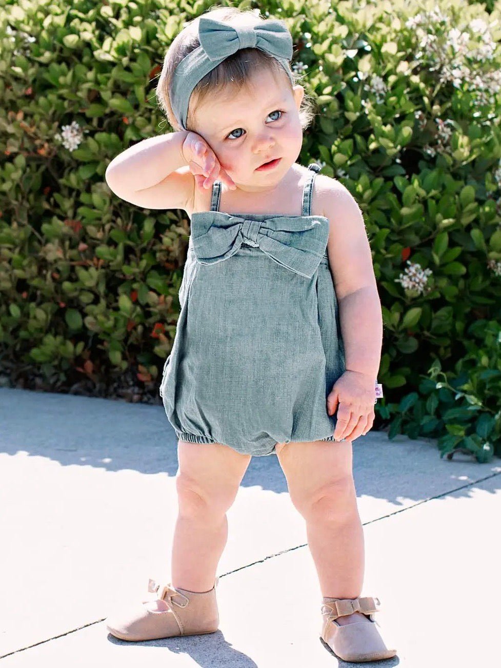 Denim Bow Romper - Little Baby