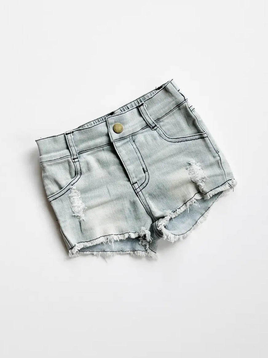 Girls Denim Shorts | Slate Gray - Little Baby